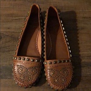 ASH cognac studded flats Sz 37